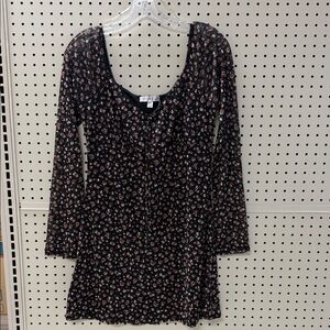 Inspired Hearts Black and Pink Floral Midi Dress